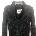 Derek Heart Y2K Cowl Neck Metallic Black Knit Sweater Size M Photo 2