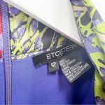Etcetera  Silk High Neck Multi Color Abstract Print Dress Long Sleeve Size 12 Photo 2