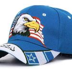 American Flag and Bald Eagle USA Bright Blue and White Baseball Cap, Hat USA Photo 0