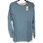 Draper James x Lands End Gingham Swim Rash Guard Shirt White Blue WOMENS SIZE XL Photo 0