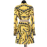 NWT Etro Silk Yellow & Black Pattern Knee Length Skirt w/ Tie Detail Size 6 Photo 9