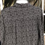 Vince  Sz 4 Black Silk Floral Geometric Burst Pattern Shirt Blouse Top Photo 8
