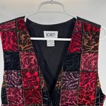 Koret Red Black Purple velvet gold metallic trim Women's 18 plus size vest VTG Photo 2