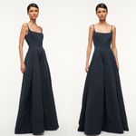 STAUD Joli Open-Back Full Skirt Maxi Dress Gown Navy Blue NWT Size 4 Photo 2