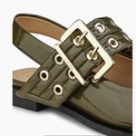 Ganni  Buckle Ballerina Flats Slingbacks Sandals Military Olive BRAND NEW w/ Box Photo 8