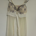 Inner Secrets Cream & Black Lingerie Chemise Baby Doll Style Size Large Photo 0