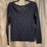 Moda International Black Long Sleeve Sheer Lace Back Sweater Top XS/S Black Photo 1