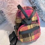 Pink Sherpa Plaid Crossbody Purse Multi section Backpack Womens Girls Travel Bag Photo 2