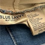 Blue Savvy Maternity Tan and Blue High Waist Denim Shorts Photo 3