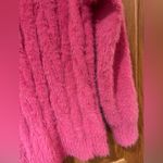 Lucky Brand  Plush‎ Fuzzy Cable Knit V-Neck Pullover Sweater in Hot Pink Size XS Photo 5