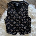 Liz Claiborne Vintage Black Floral Tapestry Print Vest Photo 0
