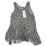 Meskita Tank Top Womens Small Crochet Fringe Boho Knit Festival Layered Beach Gray Photo 0