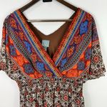 Rabbit Rabbit 14‎ Boho Midi Dress Brown Red Blue Paisley Print Festival Hippie Photo 1