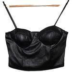 NWOT Womens Liz & Sara Black Faux Leather Strappy Bralette Crop Top Size Large L Photo 0