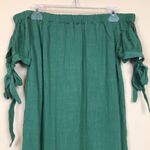 Lulus NWT  Women’s Off the Shoulder Cuffs Tie Kelly Green Shift Mini Dress Photo 5
