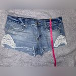 American Eagle Blue Distressed Shorts with Lace Details Size 8  Photo 1