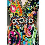 ECI New York Colorful Abstract Floral Paisley Mini Beaded Dress Photo 1