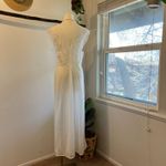 Vintage 1970s White Semi Sheer Satin Lace Top Maxi Slip Dress Size Medium Photo 5