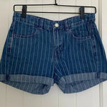 NWOT | Women’s regular waist striped denim shorts — size 4‎ Blue Photo 0