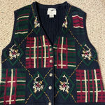 Christopher & Banks Women's Festive Plaid Sweater Vest  L Photo 0