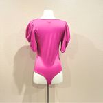 Live in the Moment  Pink V Neck Puff Sleeve Bodysuit Size Large Photo 4