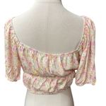 Elodie Floral Print Short Sleeve Scoop Neck Rayon Cropped Top Size Medium NWT Photo 4