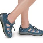 Orthofeet Naples Fishermen Sandals Blue Women’s Size 9.5 Suede Comfortable Photo 0