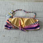 Hobie Smock This Way Bandeau Bikini Top NWT size Medium Striped Halter Neck Photo 12