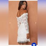 Selfie Leslie NWT  DOVE OFF-SHOULDER FRILL TRIM LACE MINI DRESS WHITE small Photo 1