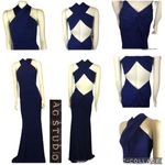 AG STUDIO Navy halter neck cutout back maxi dress size small Blue Photo 1