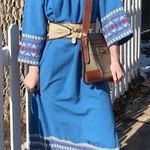 Vintage Southwest Navajo embroidered off shoulder cotton peasant sleeve … Blue Size undefined Photo 0