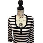 Venini Striped Henley Sweater Black White Size Medium Pullover business casual Photo 1