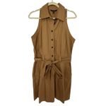 Banana Republic NEW  Camp Romper Women 10 Tan Khaki Linen Blend Button Front Photo 2