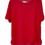 Dana Buchman Red Sheer Overlay Short Sleeve Blouse Photo 0