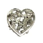 Vintage Silver Heart Brooch with Baby Photo 2