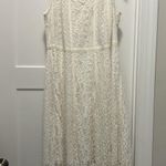 Women’s Size 18 W White Midi Dress Sleeveless Lace Overlay Shark tail Hem Bride Photo 0