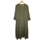 Gap Olive Green Lace Trimmed Button Front Midi Dress Boho Muslin Size XXL Photo 2