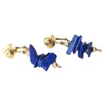 Vintage Blue Beaded Gold Tone Dangle Clip Photo 0