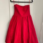 Reformation Red Strapless Flared Mini Dress Photo 4