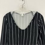 Revamped  Long Sleeve Cropped Striped Hooded Top Women’s M Black Photo 1