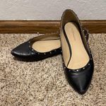 BCBGeneration Black Studded Pointed Toe Flats Size 9.5 Faux Leather 39.5 Office Photo 0