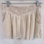 Joie  Cream Embroidered Linen-Blend Skort with Pockets - Size Small Photo 0