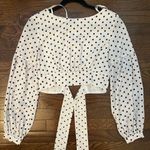 by the way. SUPERDOWN Yasmin Tie Back Crop Top Polka Dot Long Sleeve Photo 5
