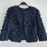 St. John  Evening Jacket 12 Navy Textured Fringe Cocktail Statement Luxury Blazer Photo 1