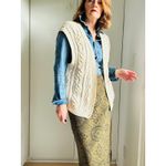 VTG Cableknit Sweater Vest Cream Size Medium Classic Fisherman Knit Fall Staple Photo 3