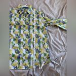 J. McLaughlin Button-Up Shirt Womens Long Sleeve Yellow Green Geo Print Large Photo 9