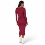 NWT Wild Fable Women's Long Sleeve Bodycon Dress Deep Red M Size M Photo 3