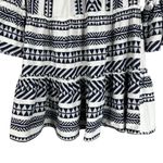 Mi Ami White Blue 100% Cotton Textured 3/4 Sleeve Tiered Mini Dress Photo 3