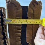 Lavorazione Artigiana Leather Boots Ruffled Design Cognac Brown Italian Size 36 Photo 8