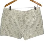 Banana Republic Vintage Womens Geometric Flat Front Shorts Beige Silver Metallic Photo 2